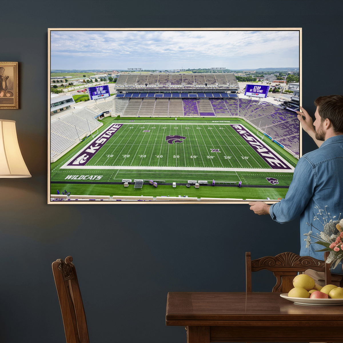 29452-MGV-CV-36X24 - KState Wildcats Football Team Print - Manhattan Bill Snyder Family Football Stadium Wall Art Canvas