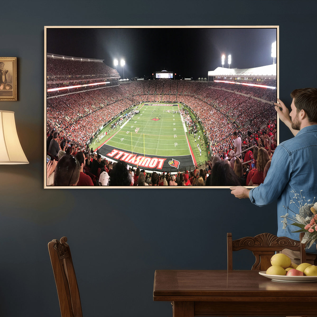 52267-MGV-CV-36X24 - University of Louisville Cardinals Football Team Print - Louisville Cardinal Stadium Wall Art Canvas