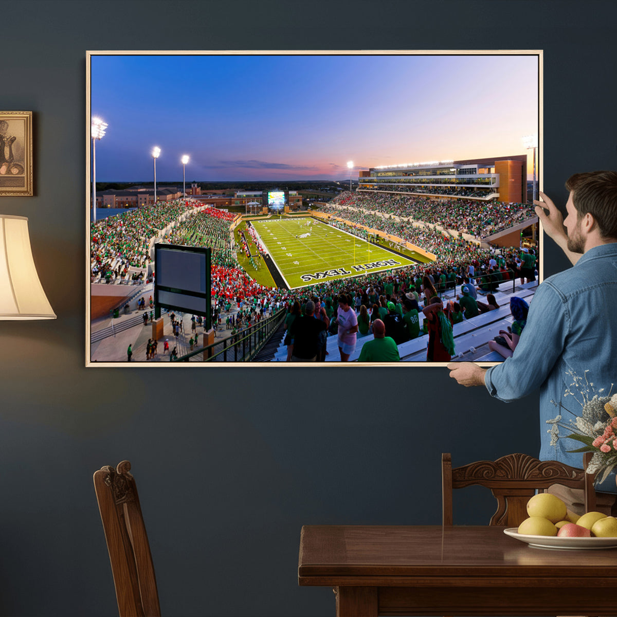 25916-MGV-CV-36X24 - University of North Texas Mean Green Football Team Print - Denton DATCU Stadium Canvas Print Wall