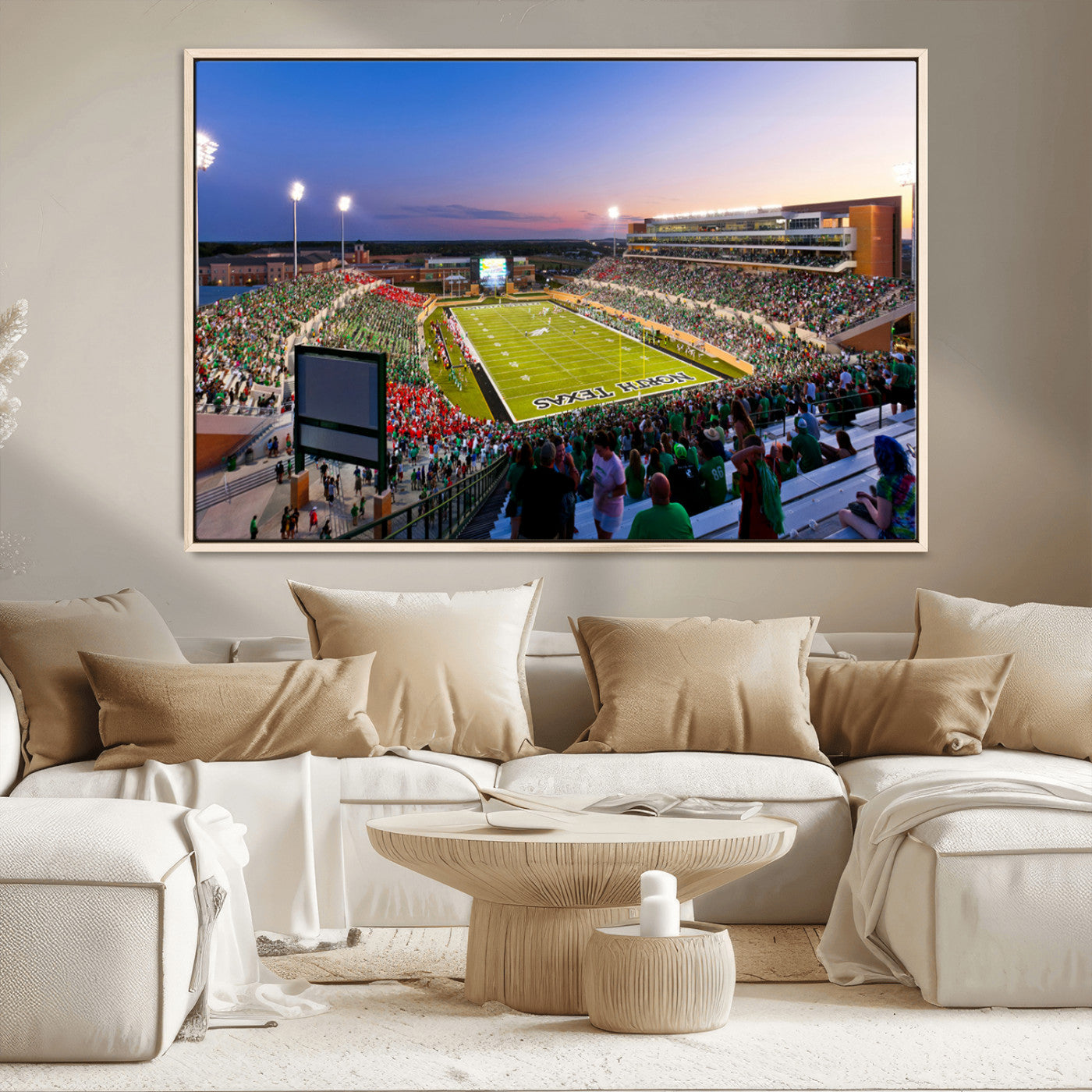 MGV-FC-36X24 - University of North Texas Mean Green Football Team Print - Denton DATCU Stadium Wall Art Canvas