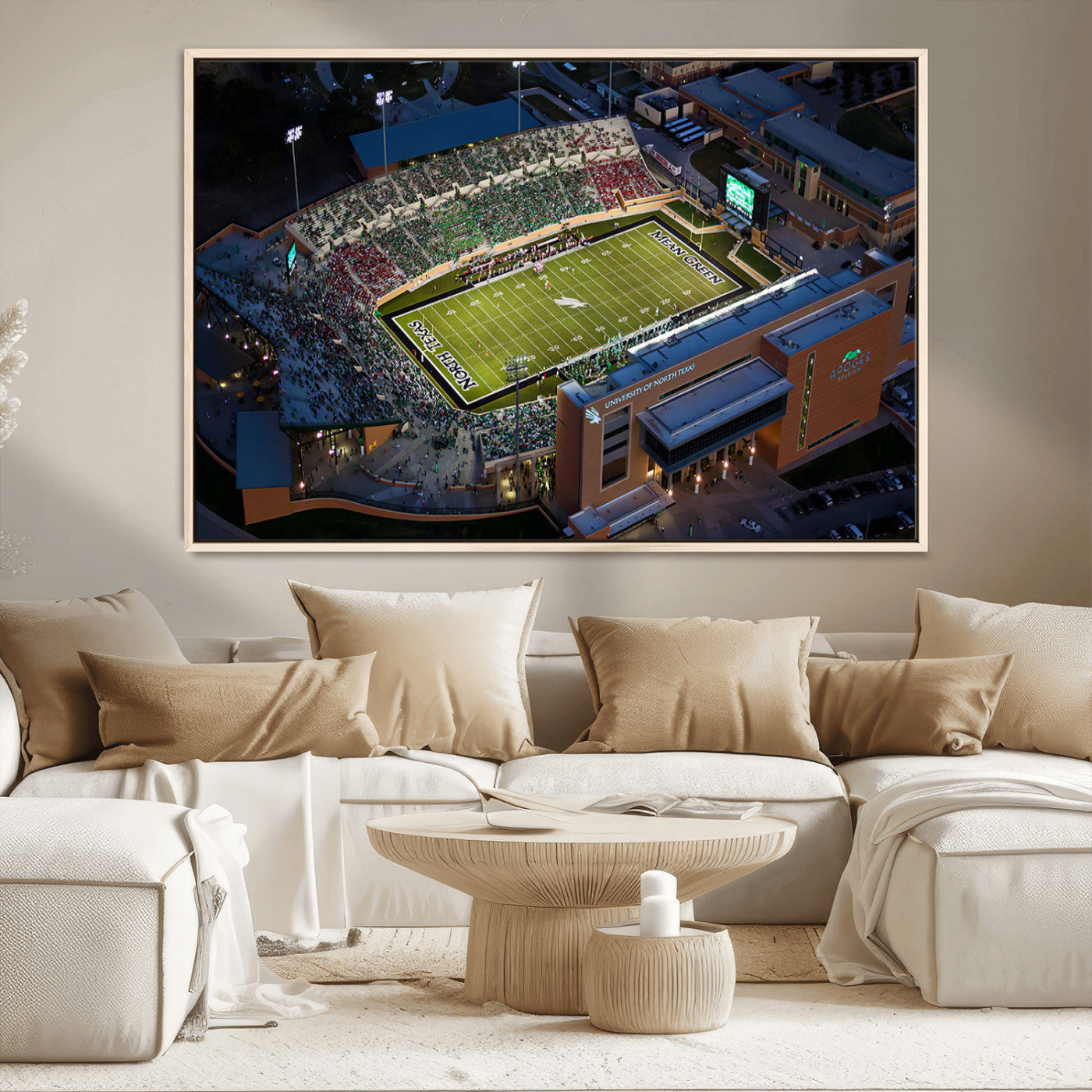 MGV-FC-36X24 - University of North Texas Mean Green Football Artwork, Football Team Print - Denton DATCU Stadium