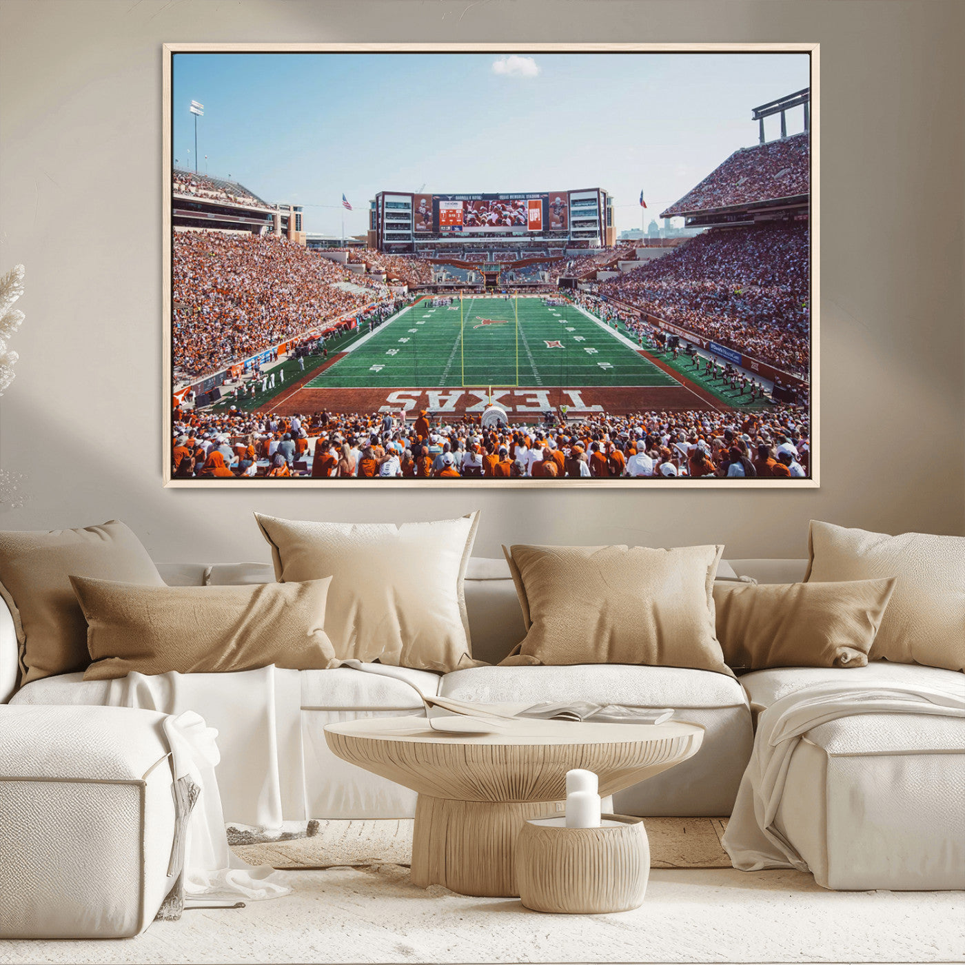 MGV-FC-36X24 - Framed Texas Memorial Stadium Canvas, University of Texas Longhorns Football Team Print - Austin