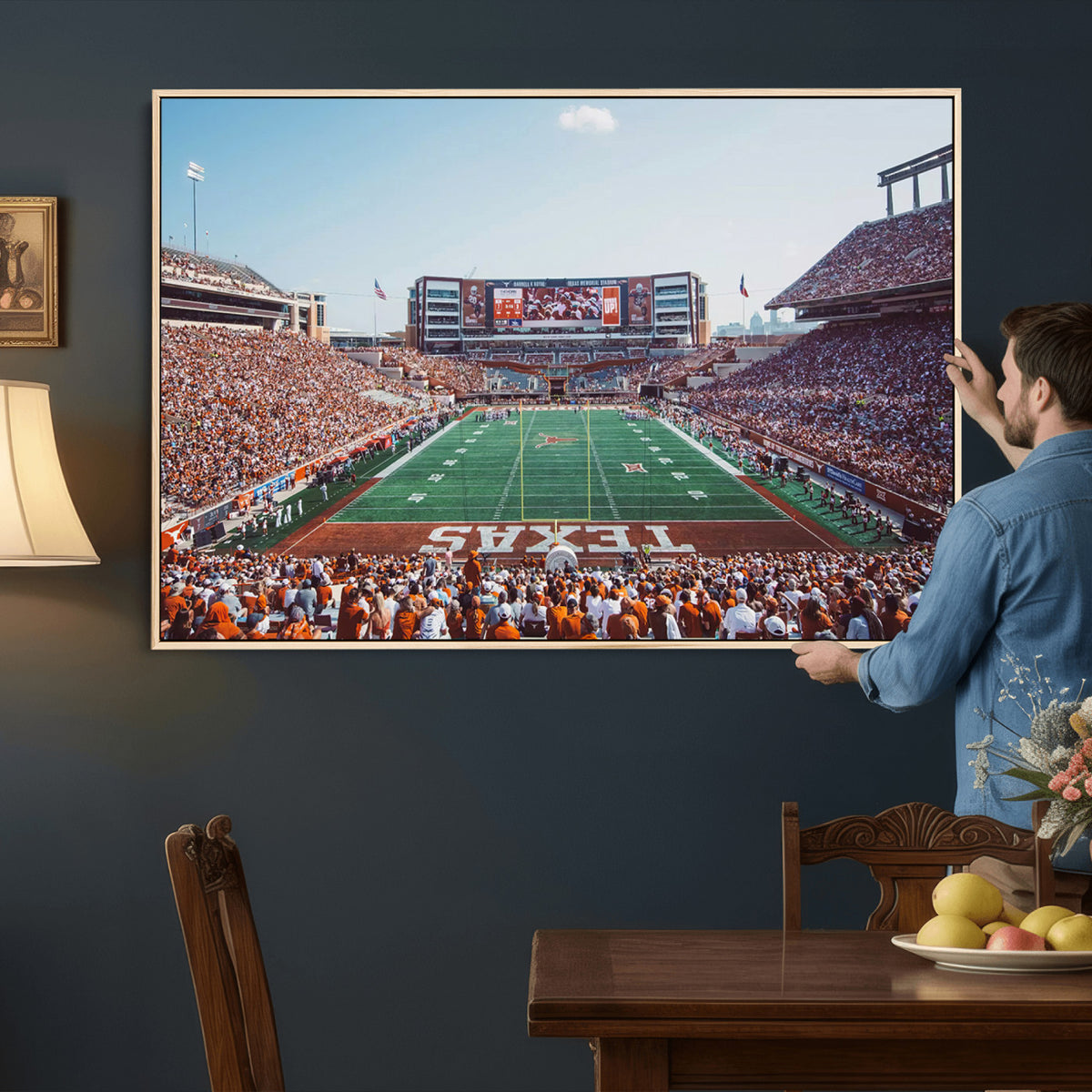 14826-MGV-CV-36X24 - Framed Texas Memorial Stadium Canvas, University of Texas Longhorns Football Team Print - Austin