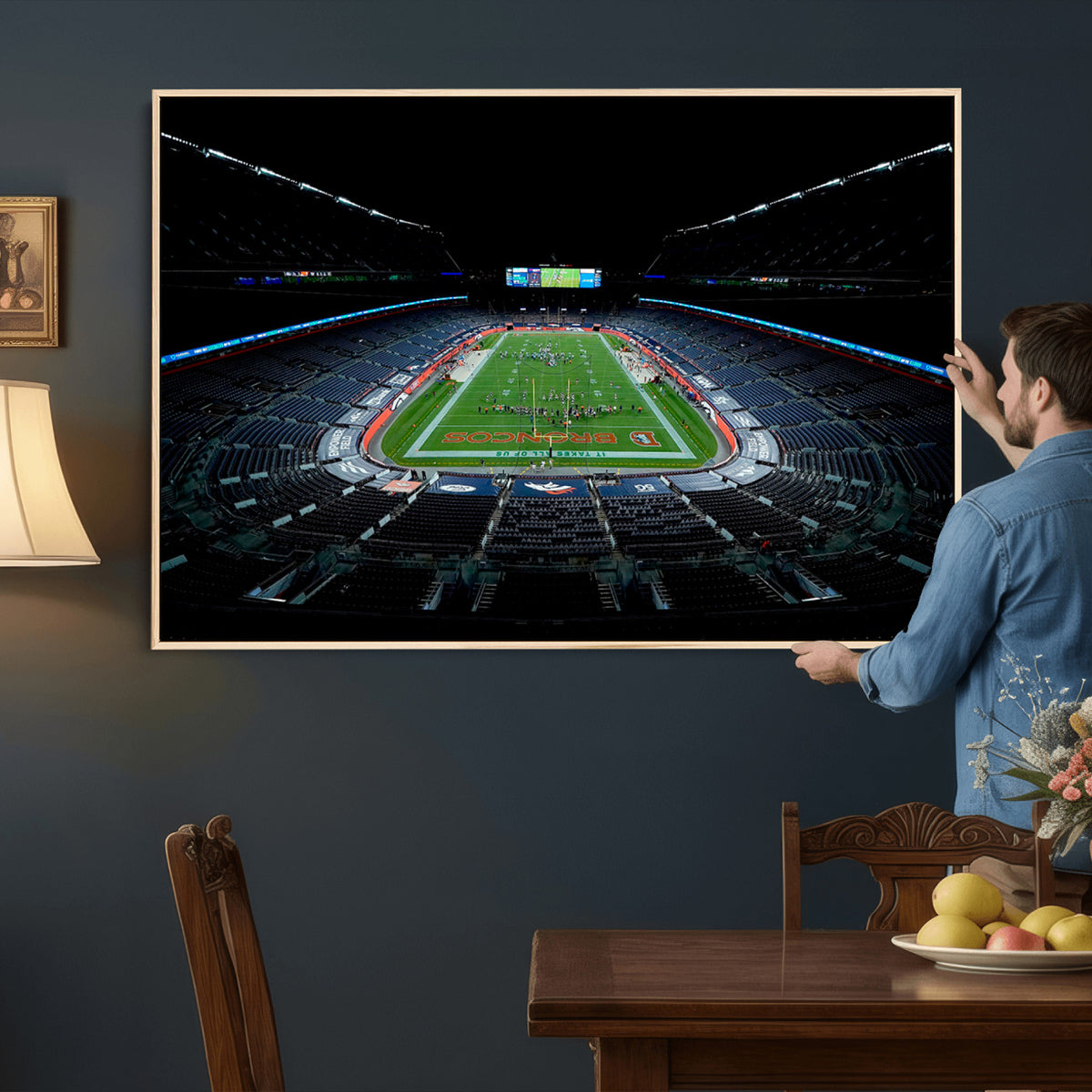 14797-MGV-CV-36X24 - Denver Broncos Football Team Print Canvas- Denver Empower Field at Mile High Stadium Wall Art Canvas