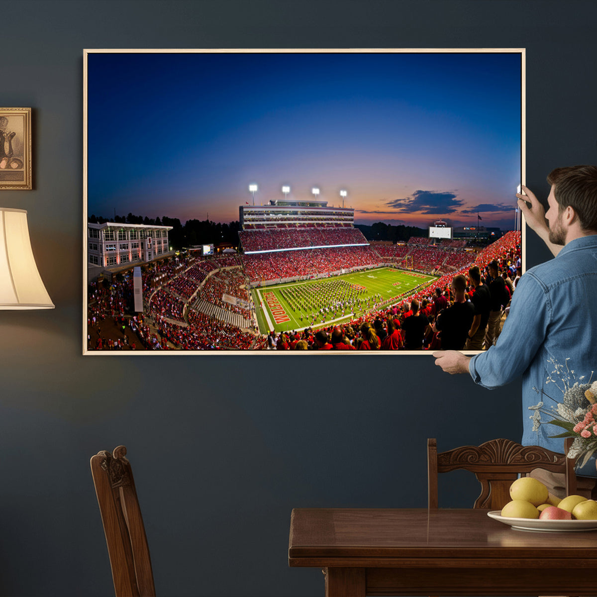 76202-MGV-CV-36X24 - Wolfpack Football Team Wall Art Print - Raleigh Carter-Finley Stadium Wall Art Canvas Print