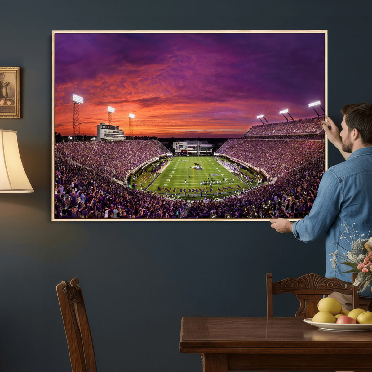 88575-MGV-CV-36X24 - East Carolina University Pirates Football Print Canvas- Greenville Dowdy-Ficklen Stadium Wall Art