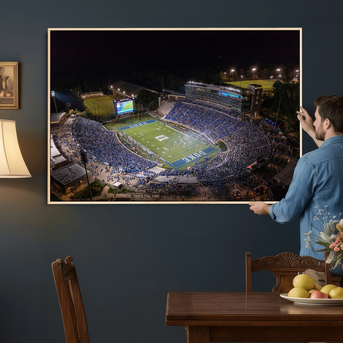 42347-MGV-CV-36X24 - Duke University Blue Devils Football Print Canvas - Durham Wallace Wade Stadium Wall Art Canvas
