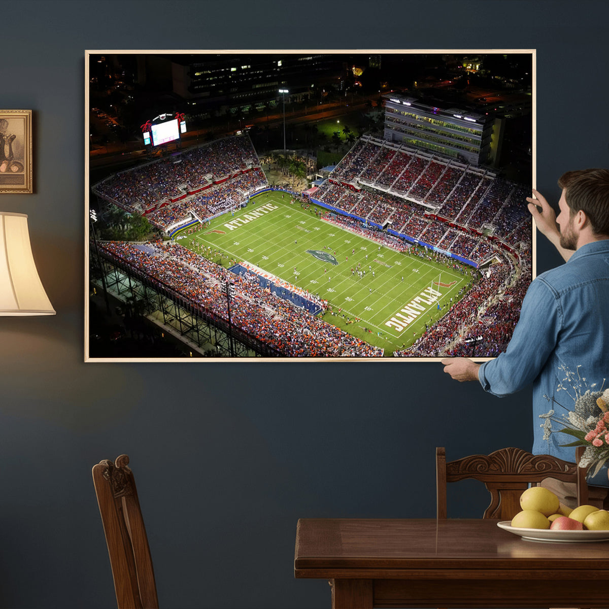 12682-MGV-CV-36X24 - Florida Atlantic University Owls Canvas Print, Football Team Print - Boca Raton FAU Stadium Wall Art