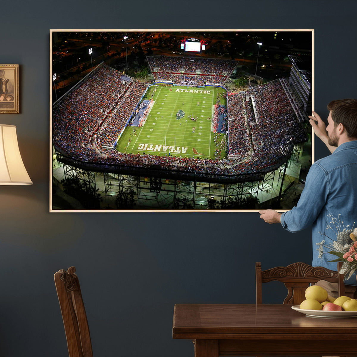 72354-MGV-CV-36X24 - Florida Atlantic University Owls Football Team Print - Boca Raton FAU Stadium Wall Art Canvas Print