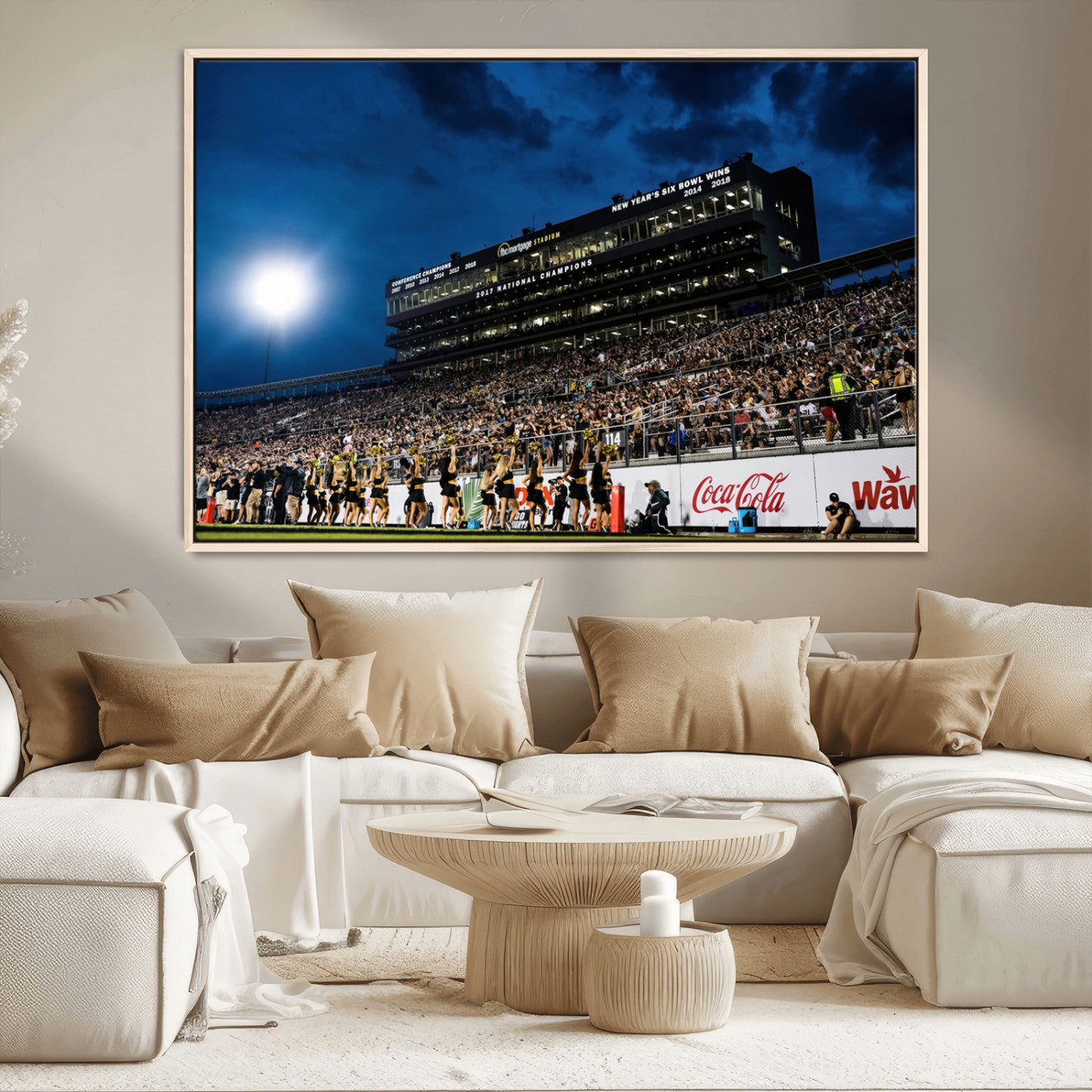 MGV-FC-36X24 - UCF Knights Football Team Print - Orlando FBC Mortgage Stadium Wall Art Canvas Print