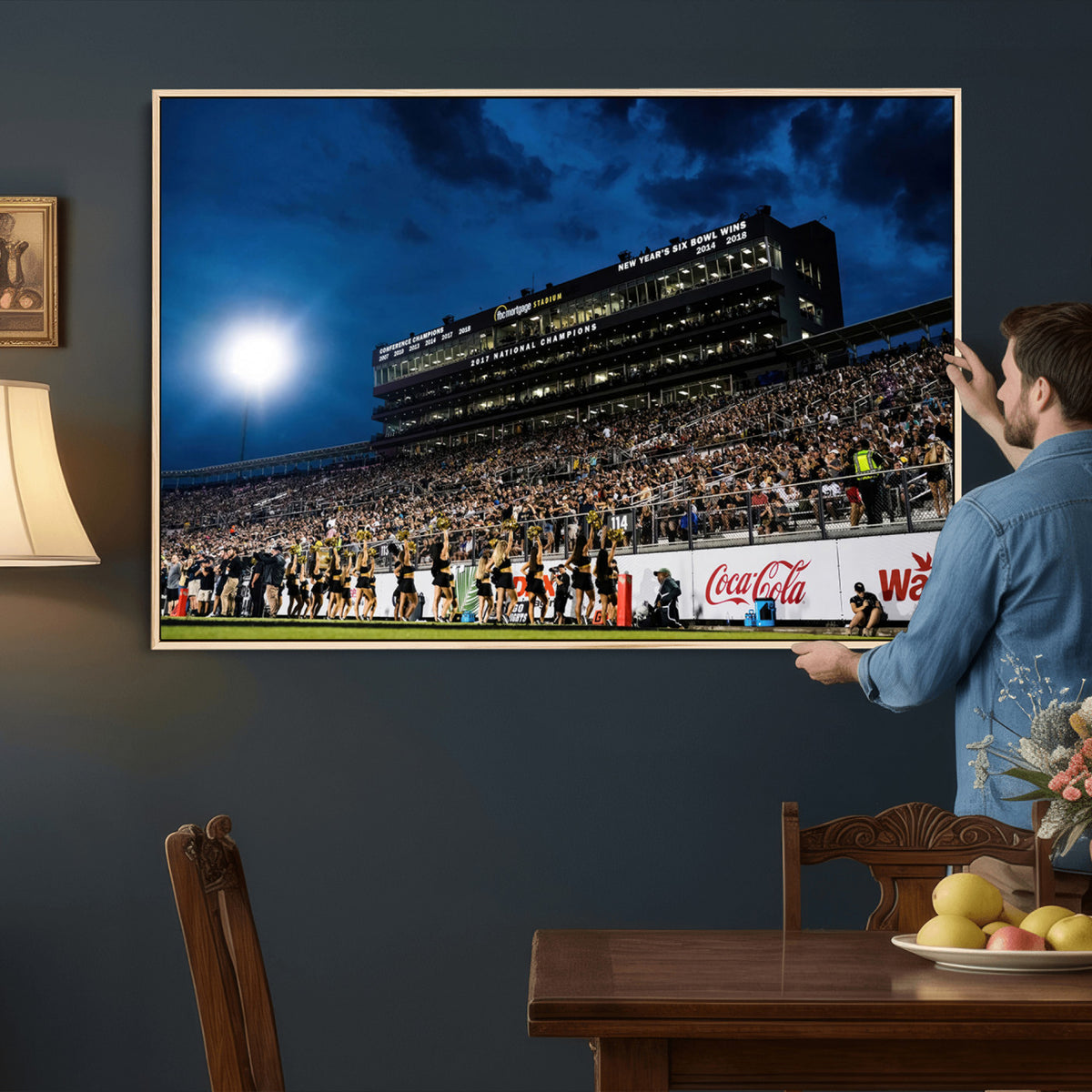 40217-MGV-CV-36X24 - UCF Knights Football Team Print - Orlando FBC Mortgage Stadium Wall Art Canvas Print