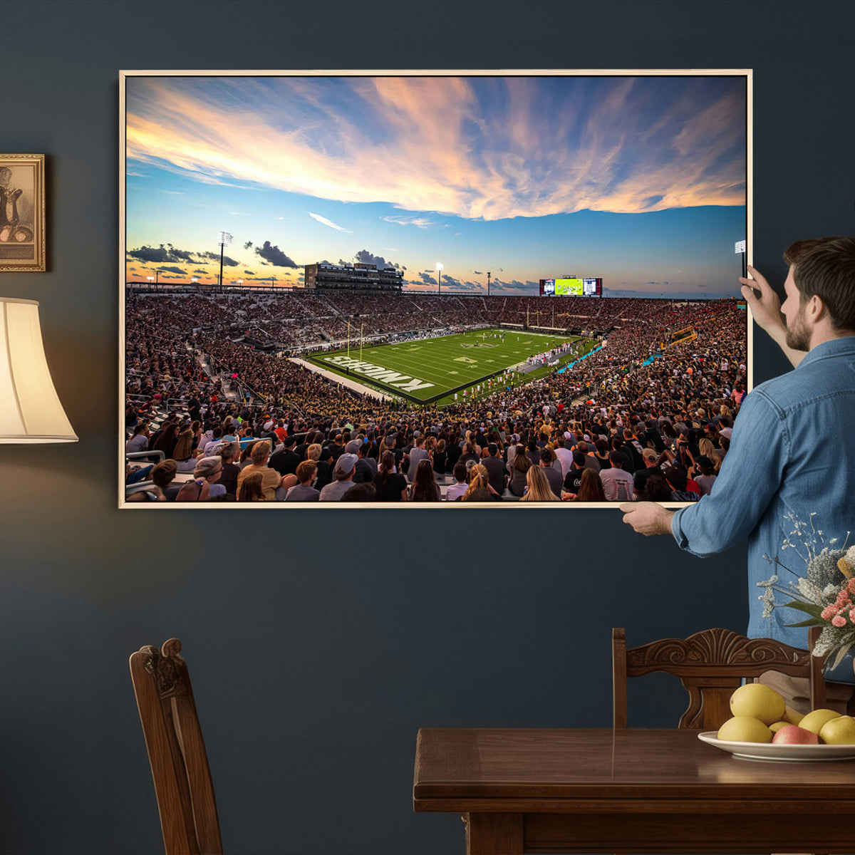 50243-MGV-CV-36X24 - UCF Knights Football Team Print - Orlando FBC Mortgage Stadium Wall Art Canvas Print