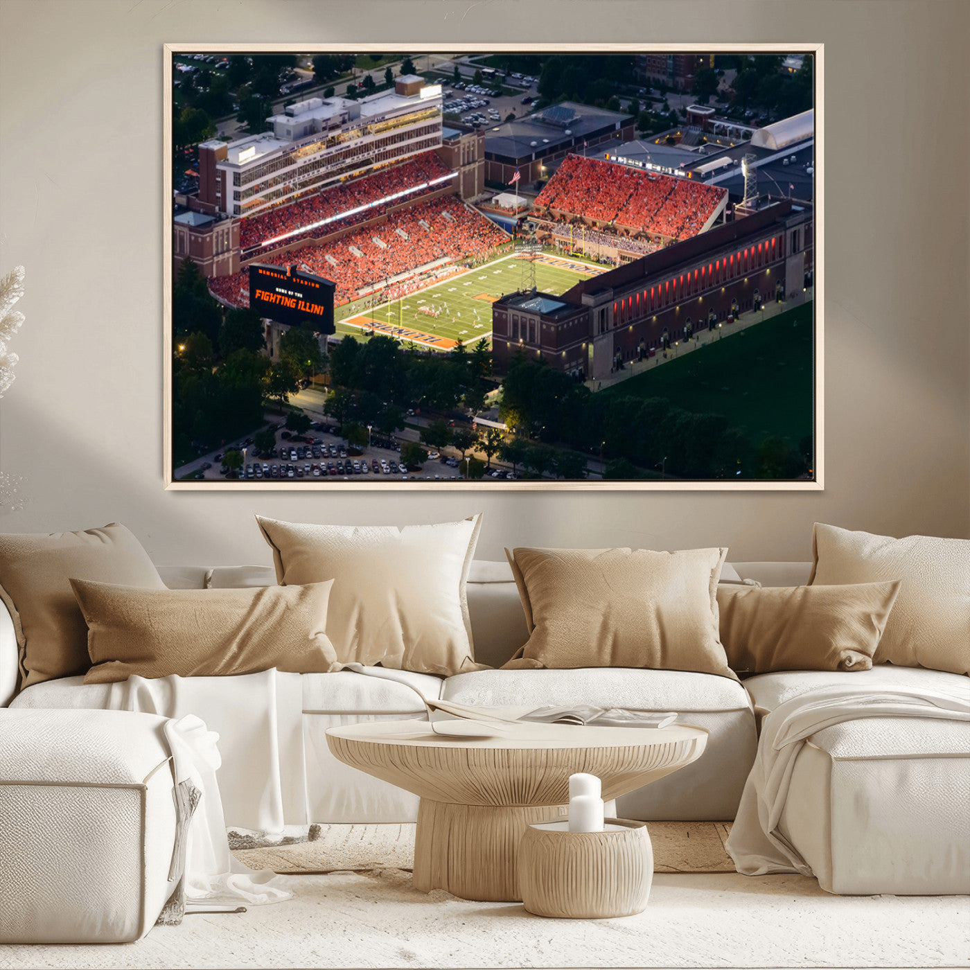 MGV-FC-36X24 - University of Illinois Fighting Illini Football Team Print - Champaign Illinois Memorial Stadium