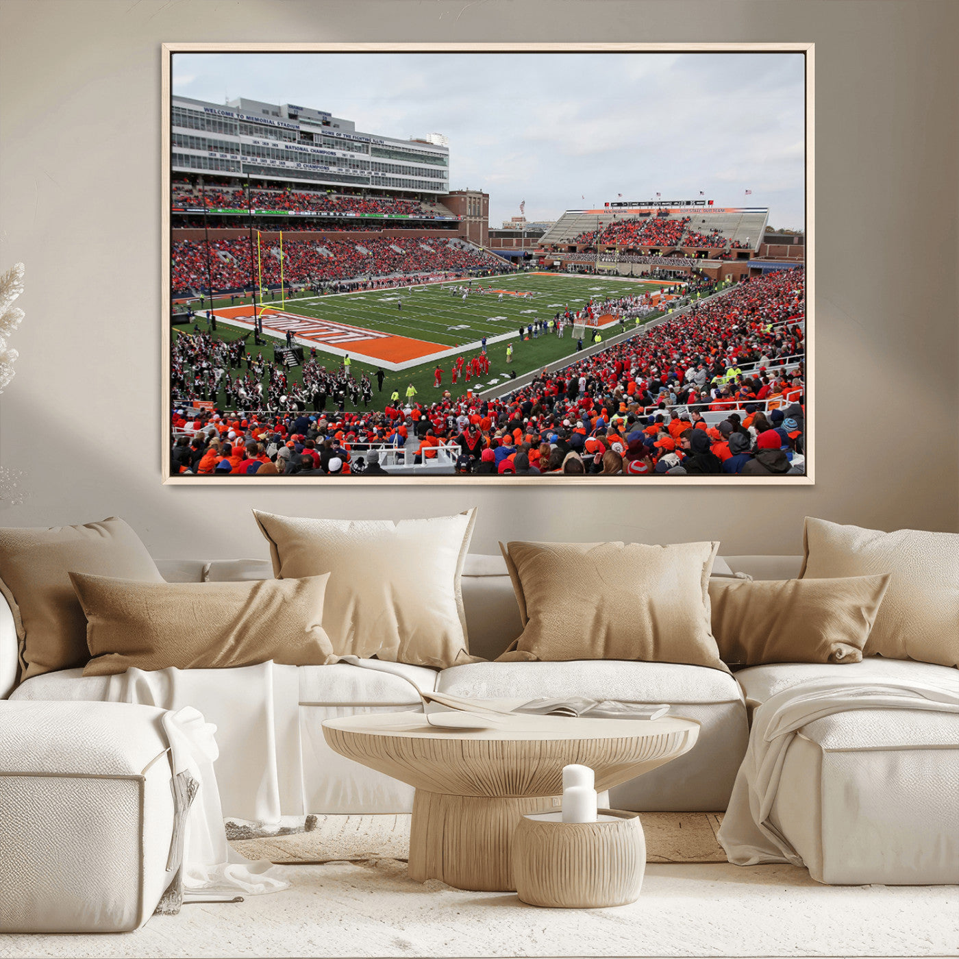 MGV-FC-36X24 - University of Illinois Fighting Illini Football Team Print - Champaign Illinois Memorial Stadium
