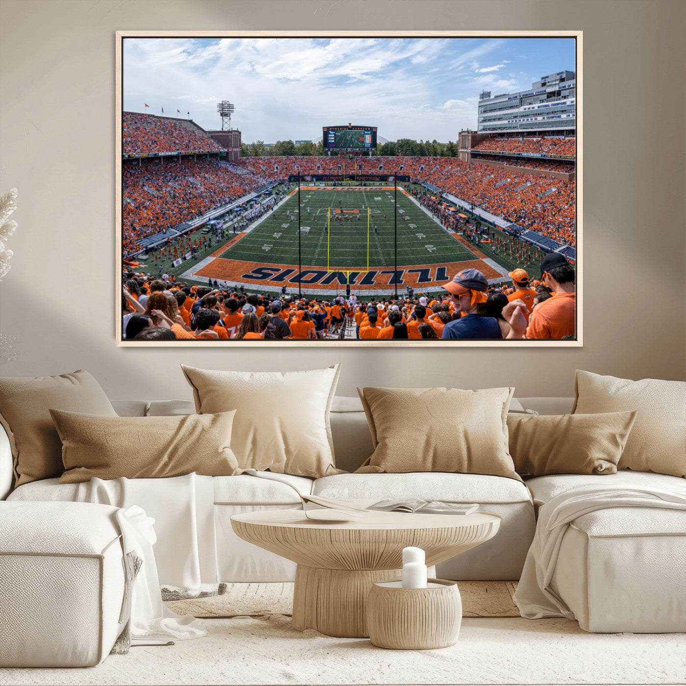MGV-FC-36X24 - University of Illinois Fighting Illini Football Team Print Canvas - Champaign Illinois Memorial