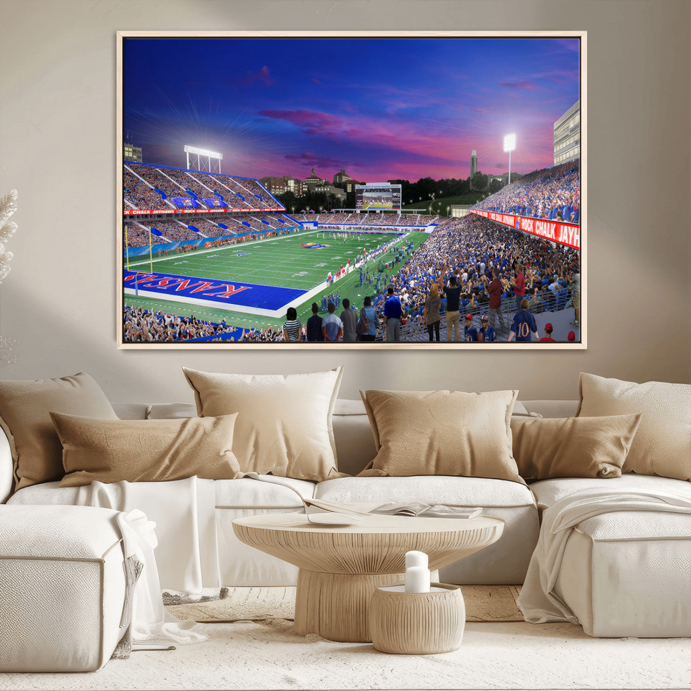 MGV-FC-36X24 - University of Kansas Jayhawks Football Team Print Canvas- Lawrence Kansas Memorial Stadium Wall Art