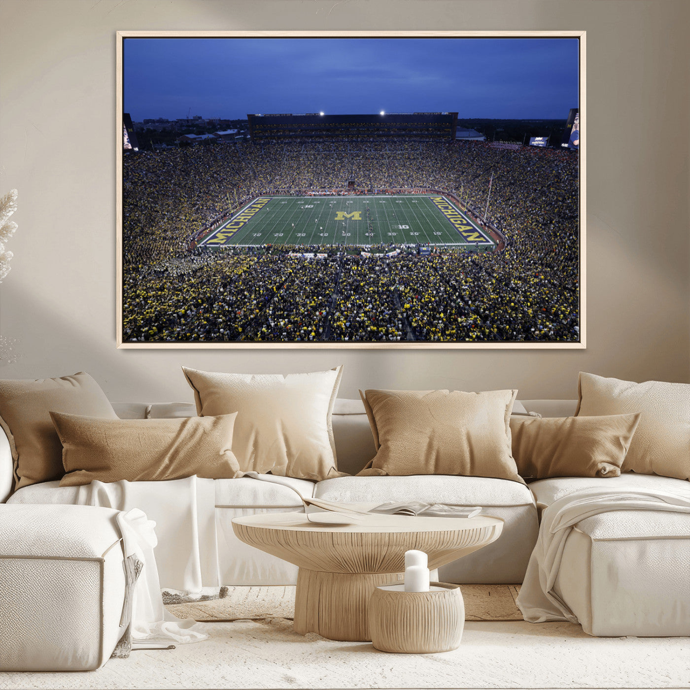 MGV-FC-36X24 - University of Michigan Wolverines Football Team Print - Ann Arbor Michigan Stadium Wall Art Canvas