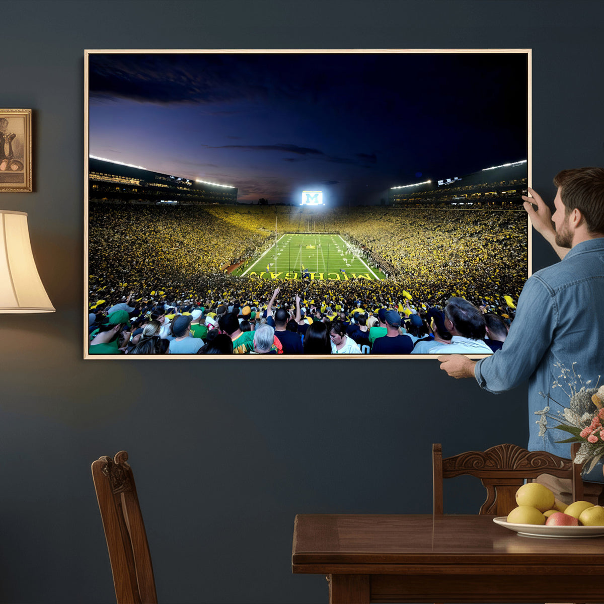 22115-MGV-CV-36X24 - University of Michigan Wolverines Football Team Print - Ann Arbor Michigan Stadium Canvas Print
