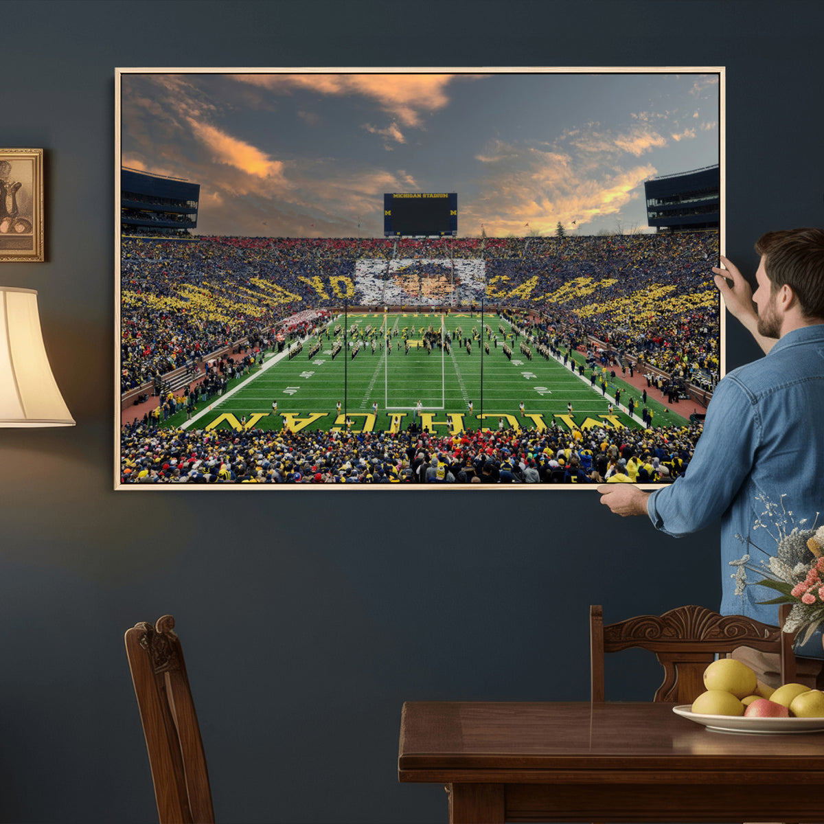 81843-MGV-CV-36X24 - University of Michigan Wolverines Print Canvas, Football Team Print - Ann Arbor Michigan Stadium