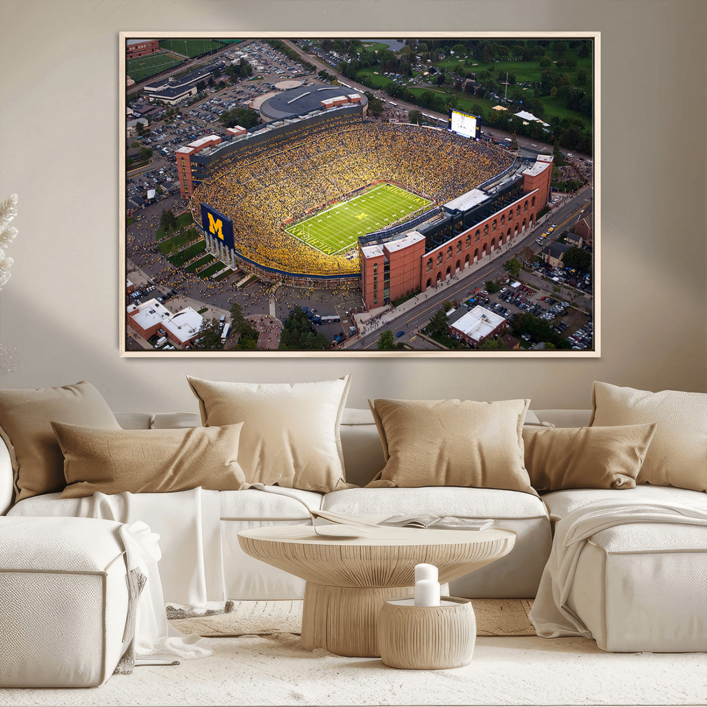 MGV-FC-36X24 - University of Michigan Wolverines Football Team Print - Ann Arbor Michigan Stadium Wall Art Canvas