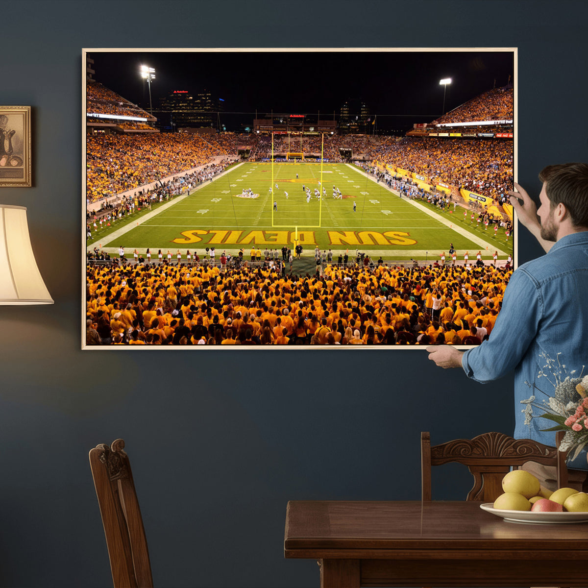21588-MGV-CV-36X24 - ASU Sun Devils Football Team Print - Phoenix Mountain America Stadium Wall Art Canvas Print