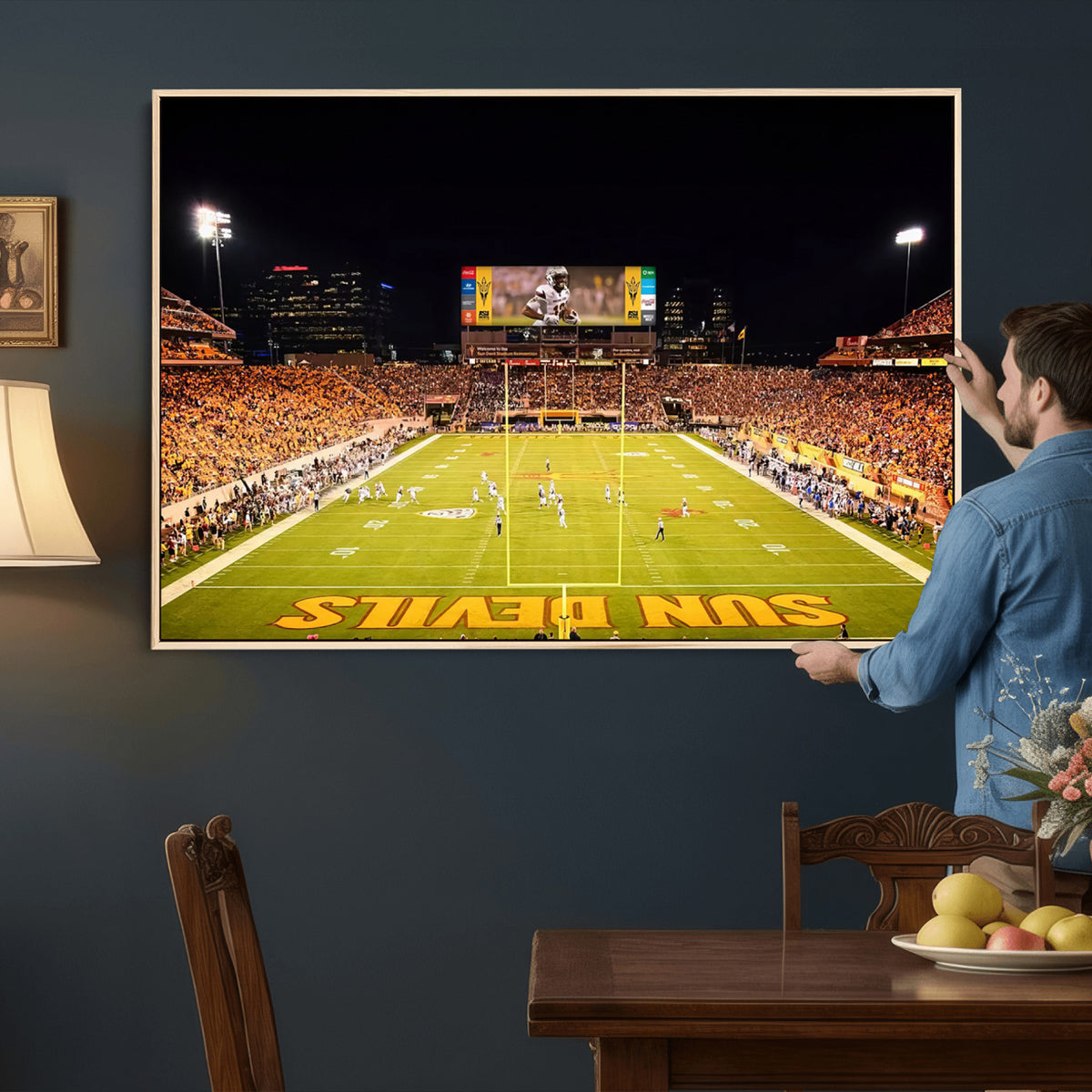 87612-MGV-CV-36X24 - ASU Sun Devils Football Team Print - Phoenix Mountain America Stadium Canvas Print