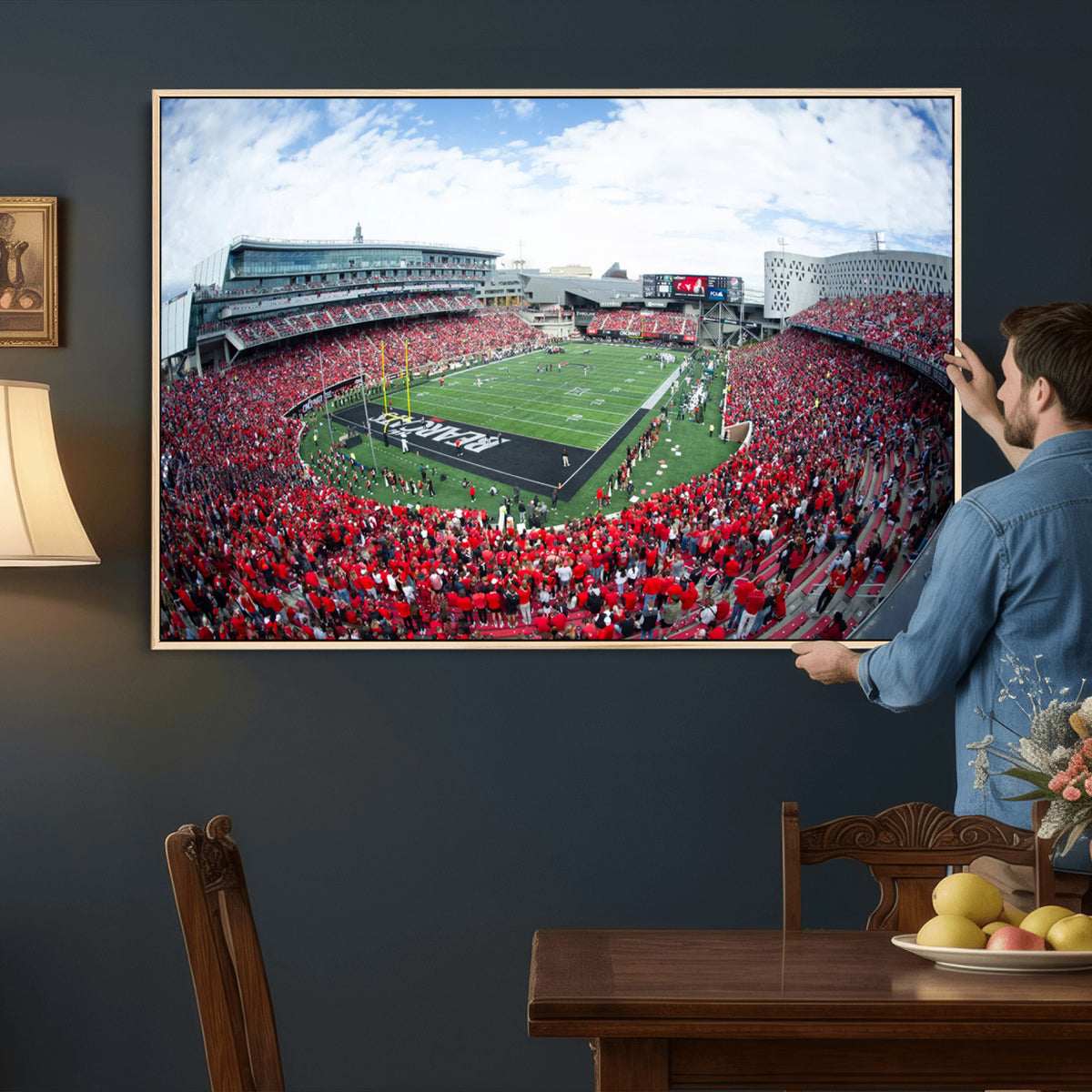 54070-MGV-CV-36X24 - Cincinnati Bearcats Football Team Print - Nippert Stadium Wall Art Canvas Print