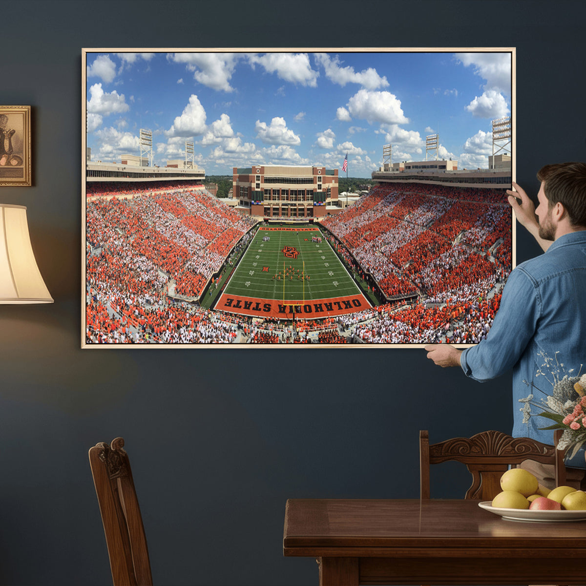 65192-MGV-CV-36X24 - Oklahoma State Cowboys Football Team Print - Stillwater Boone Pickens Stadium Wall Art Canvas Print