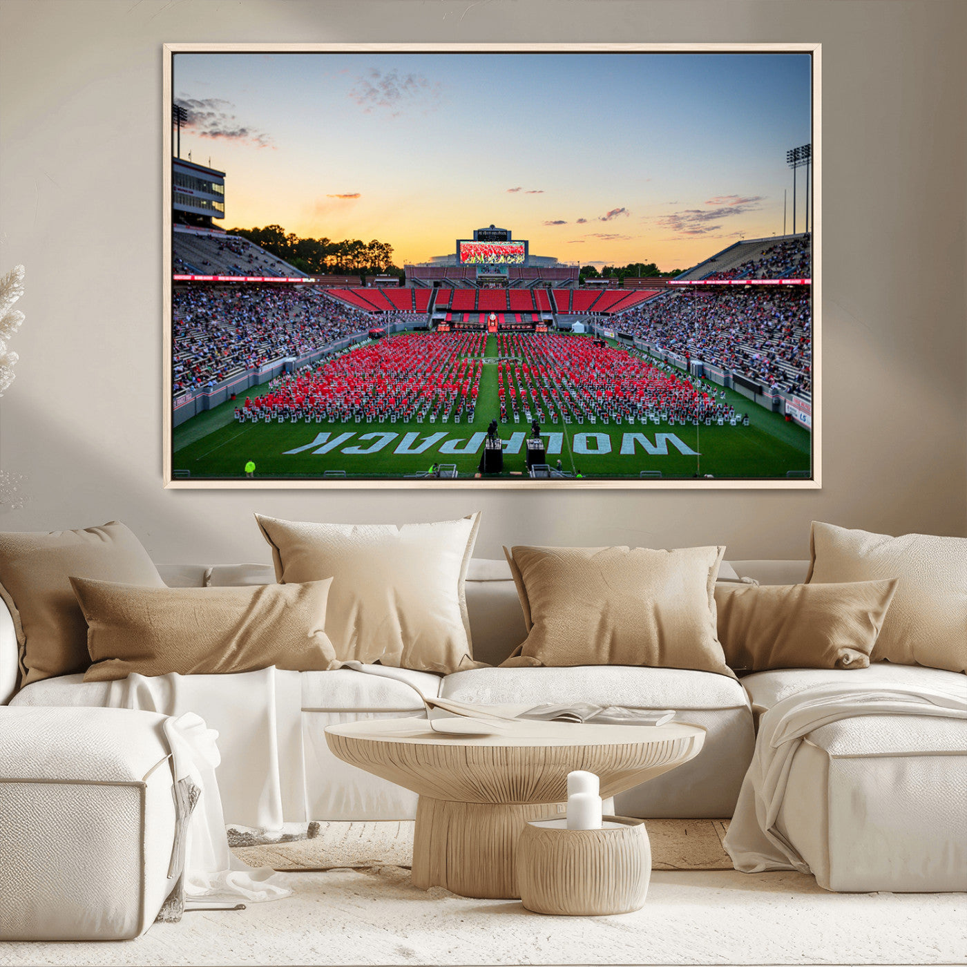MGV-FC-36X24 - NC State Wolfpack Football Team Print Wall Art - Raleigh Carter-Finley Stadium Wall Art Canvas Print