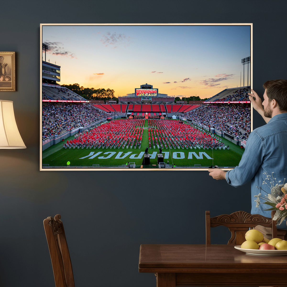 35266-MGV-CV-36X24 - NC State Wolfpack Football Team Print Wall Art - Raleigh Carter-Finley Stadium Wall Art Canvas Print