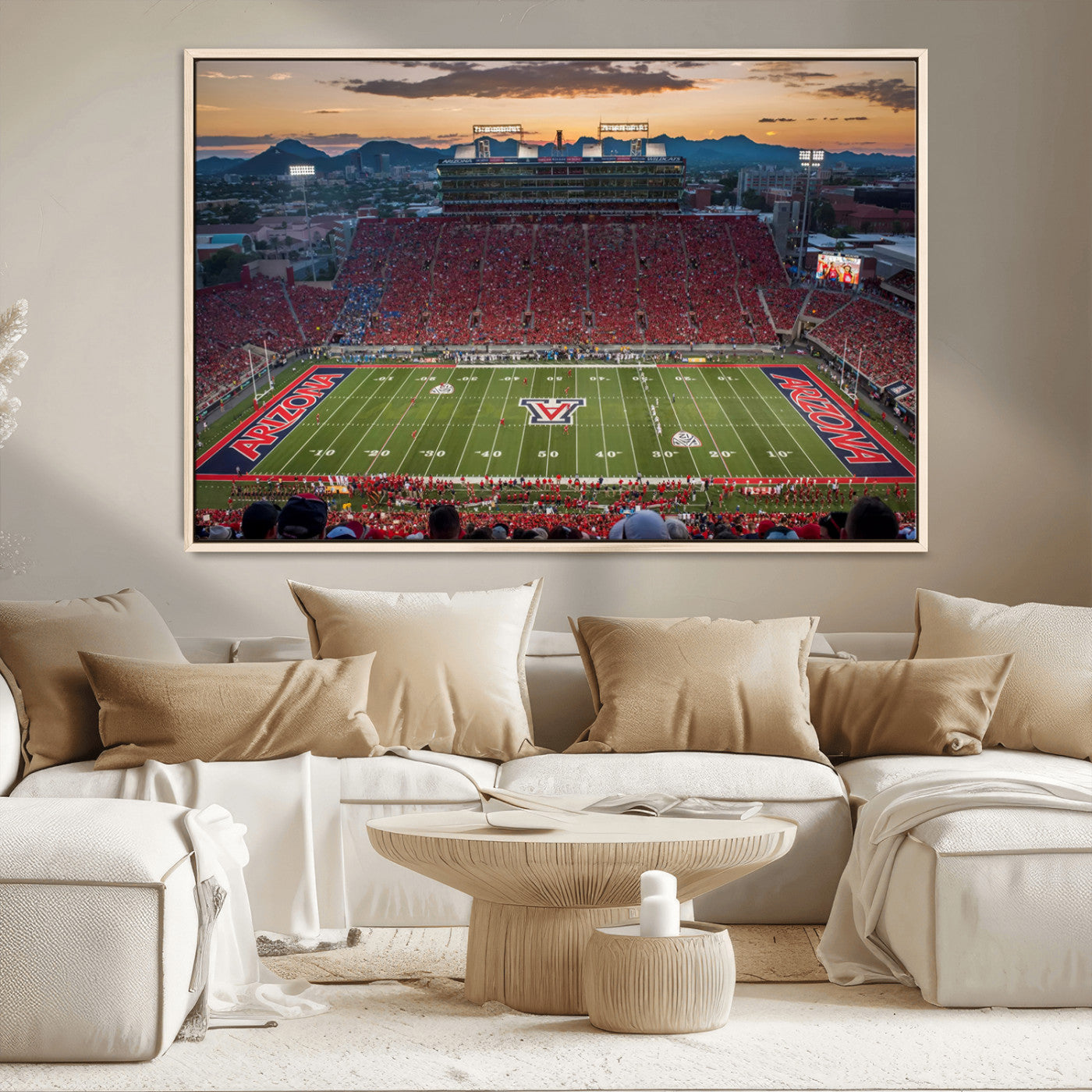 MGV-FC-36X24 - Framed Arizona Wildcats Football Team Print - Tucson Arizona Stadium Wall Art Canvas Print