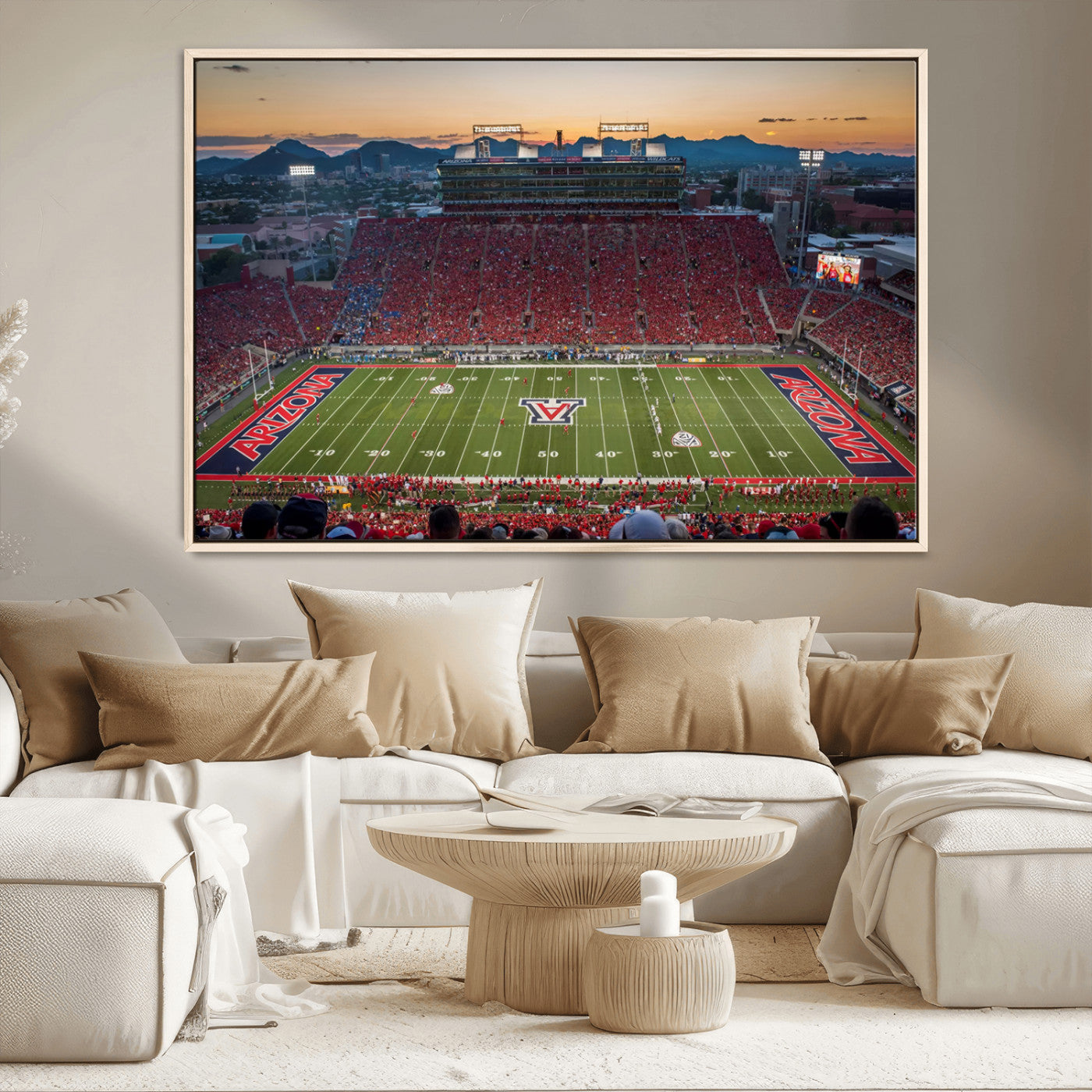 MGV-FC-36X24 - Arizona Wildcats Football Team Print - Tucson Arizona Stadium Wall Art Canvas Print