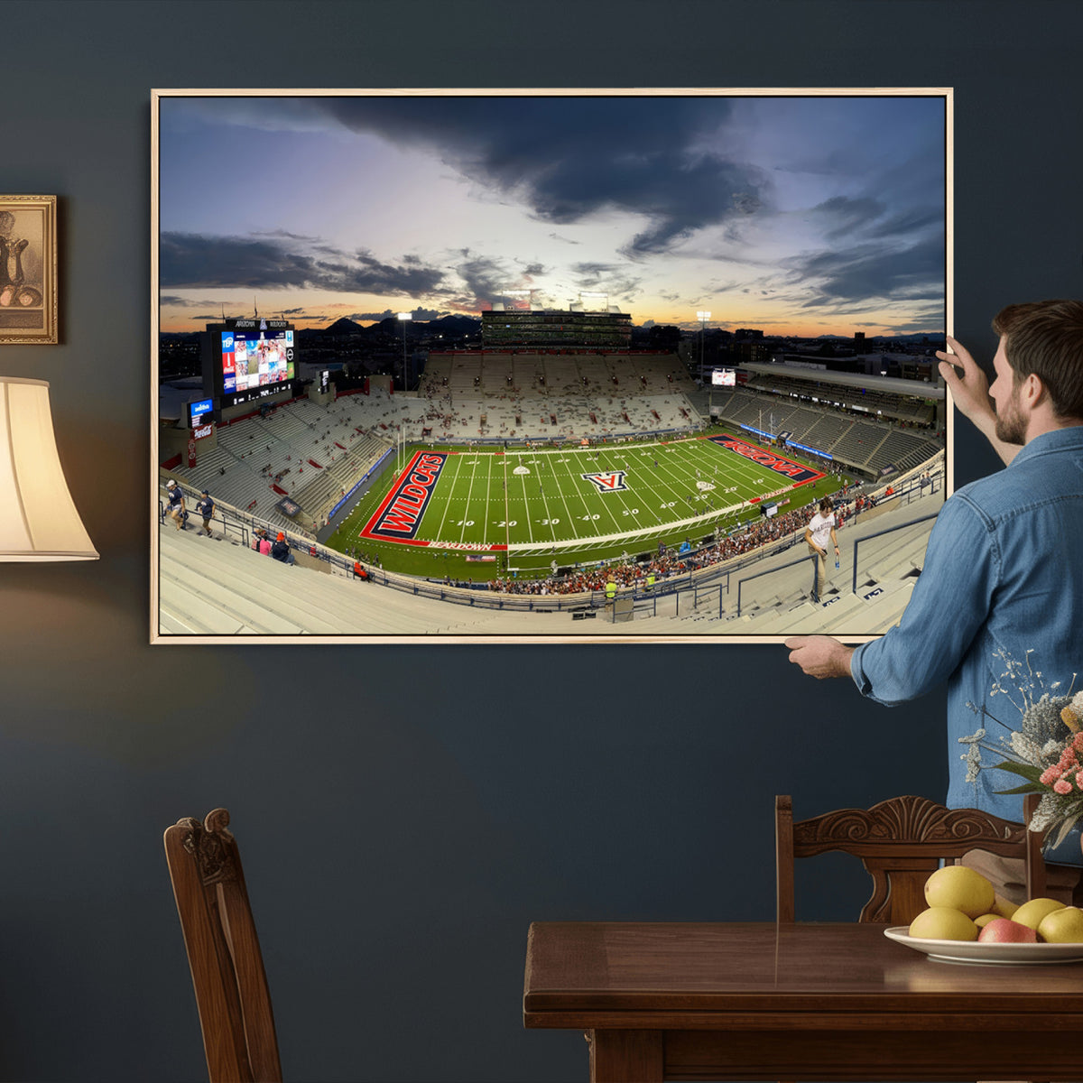 24339-MGV-CV-36X24 - Arizona Wildcats Football Team Print - Tucson Arizona Stadium Wall Art Canvas Print