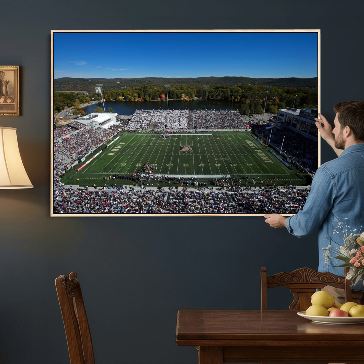52056-MGV-CV-36X24 - Army Black Knights Football Team Print - West Point Michie Stadium Wall Art Canvas Print