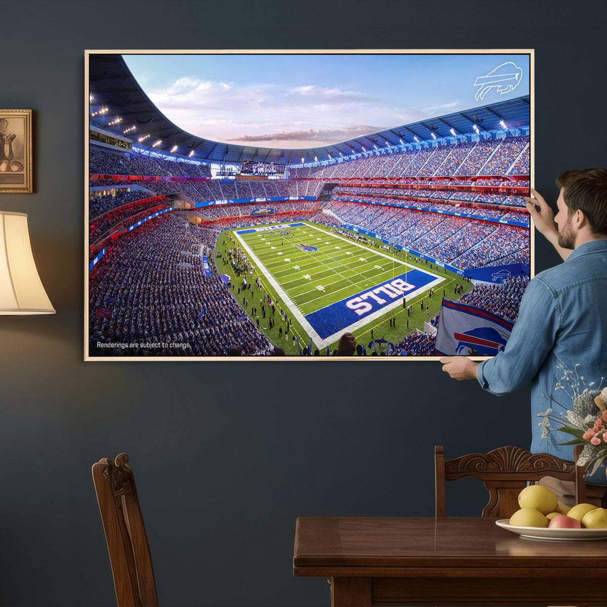 57873-MGV-CV-36X24 - Buffalo Bills Football Team Print Canvas - Buffalo Highmark Stadium Wall Art Canvas Print