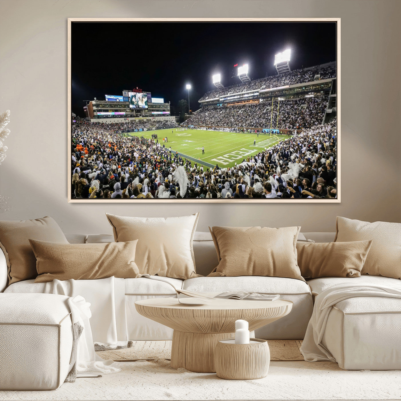 MGV-FC-36X24 - Georgia Tech Yellow Jackets Football Team Print - Atlanta Bobby Dodd Stadium Wall Art Canvas Print