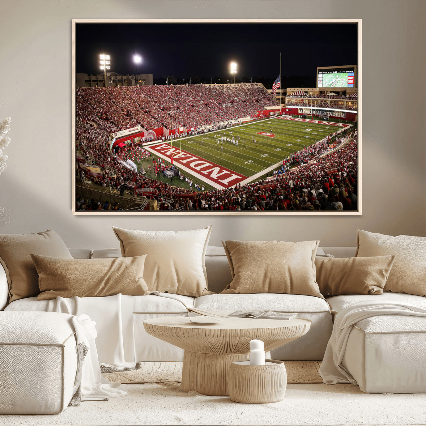 MGV-FC-36X24 - Indiana University Hoosiers Football Team Print Canvas - Bloomington Memorial Stadium Wall Art