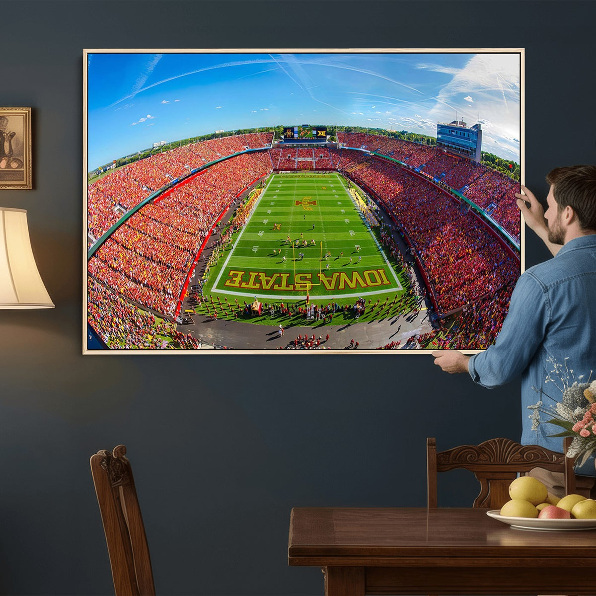36706-MGV-CV-24X16 - Iowa State University Cyclones Football Team Print, Ames, Framed and Ready to Hang