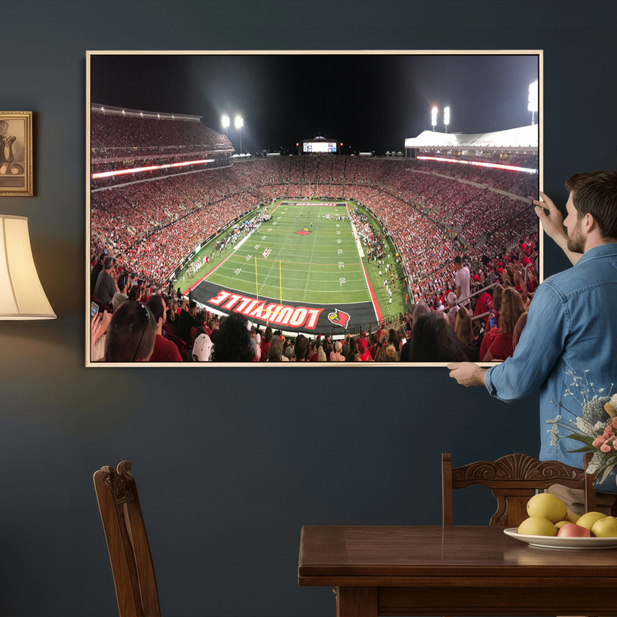 51251-PAN-FL-20X10 - University of Louisville Cardinals Football Team Print - Louisville Cardinal Stadium Wall Art Canvas