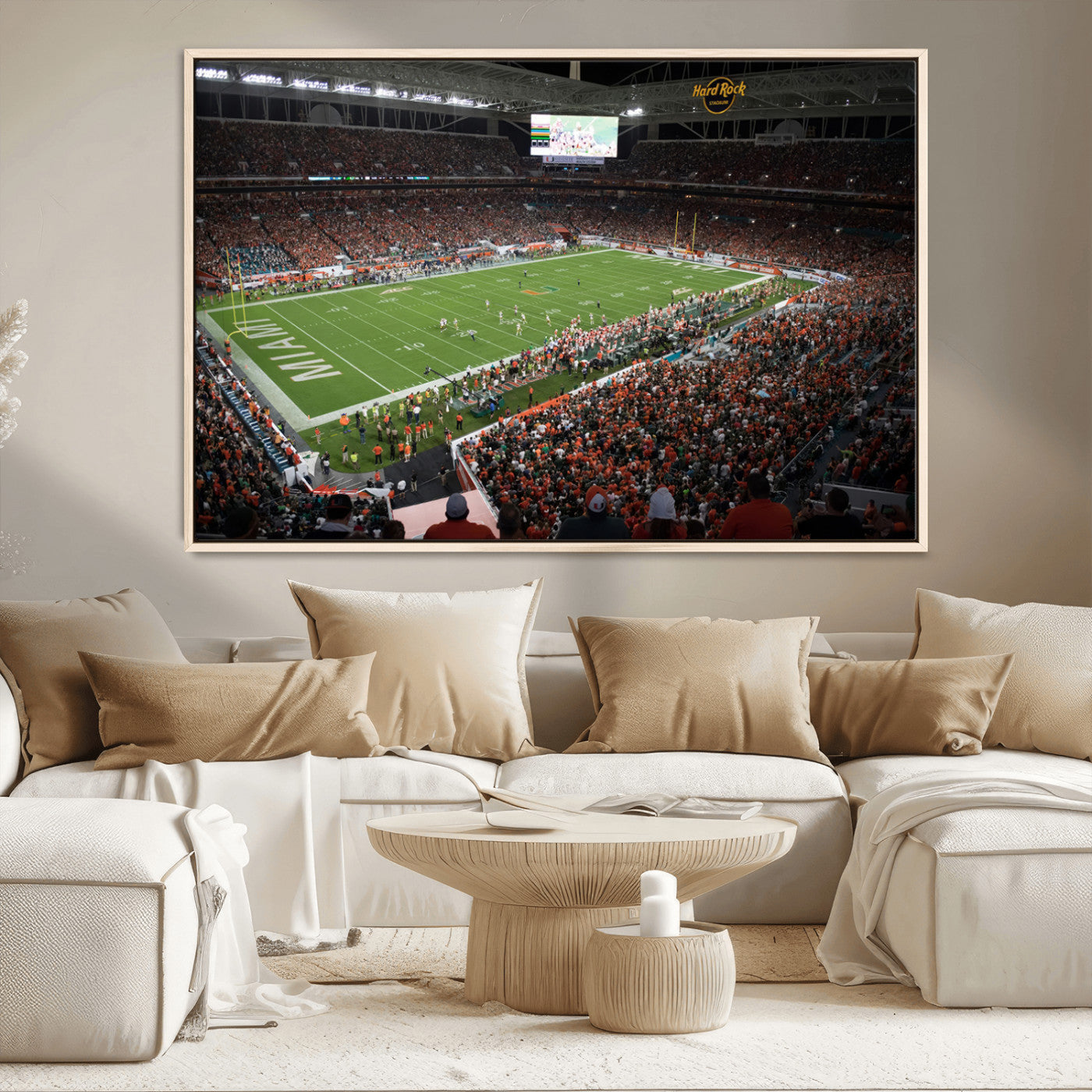 MGV-FC-36X24 - Miami Hurricanes Football Team Print Canvas- Miami Hard Rock Stadium Wall Art Canvas Print