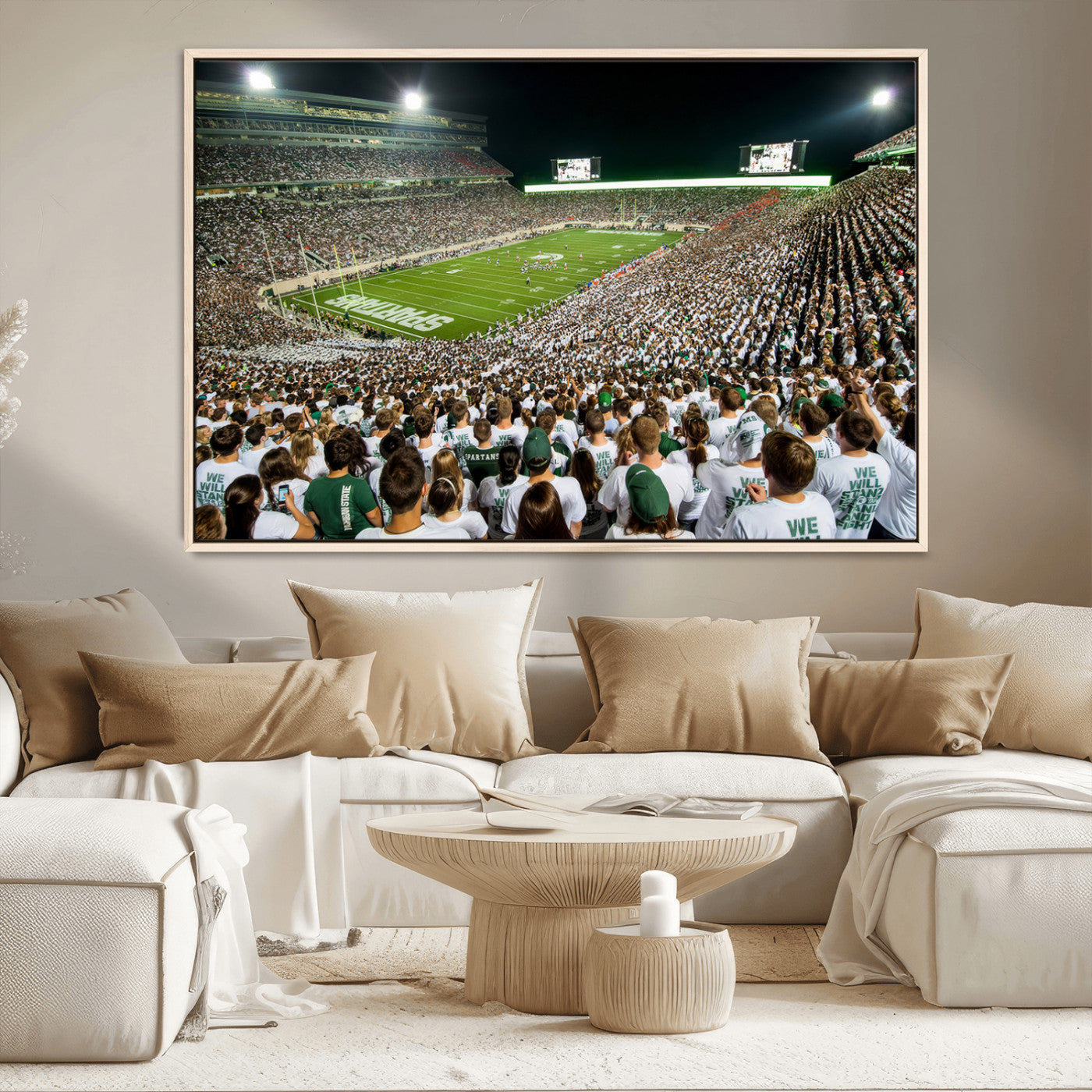 MGV-FC-36X24 - Michigan State Spartans Football Canvas Print - East Lansing Spartan Stadium Wall Art Canvas Print