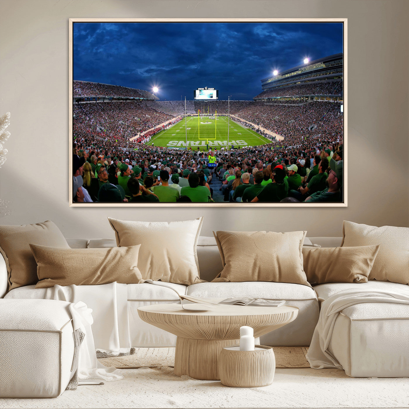 MGV-FC-36X24 - Michigan State Spartans Football Team Print - East Lansing Spartan Stadium Wall Art Canvas Print