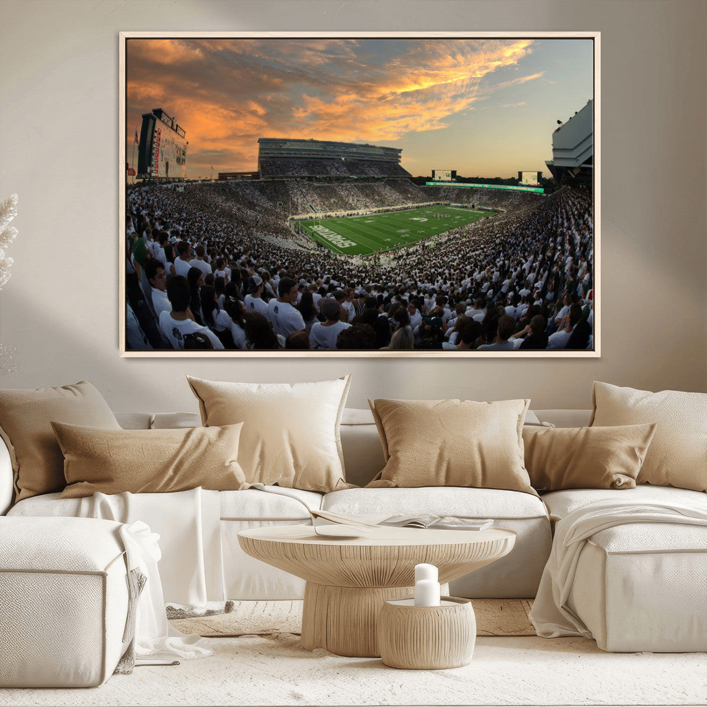MGV-FC-36X24 - Michigan State Spartans Football Team Print - East Lansing Spartan Stadium Wall Art Canvas Print