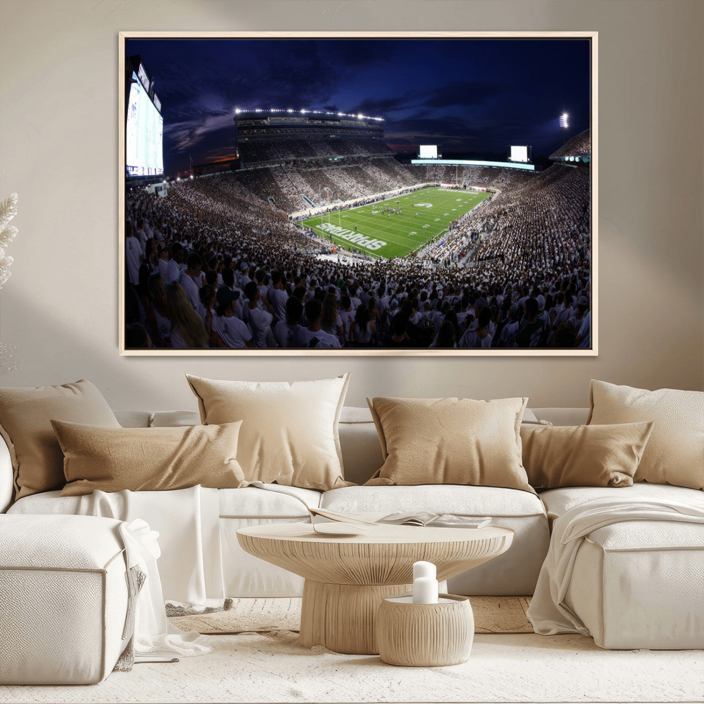 MGV-FC-36X24 - Michigan State Spartans Canvas, Framed Football Team Print - East Lansing Spartan Stadium Wall Art