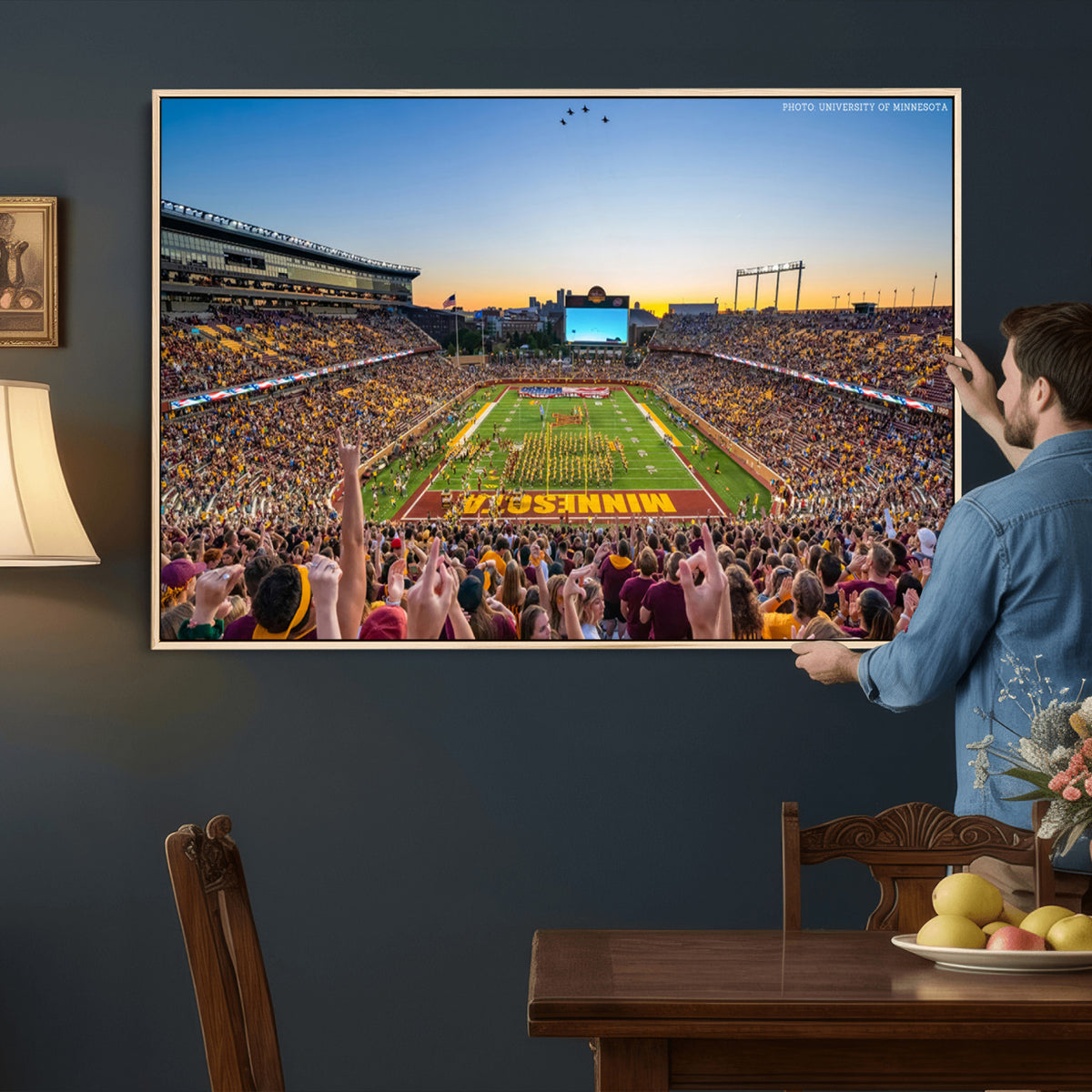 63452-PAN-FL-20X10 - University of Minnesota Golden Gophers Football Team Print - Minneapolis Huntington Bank Stadium