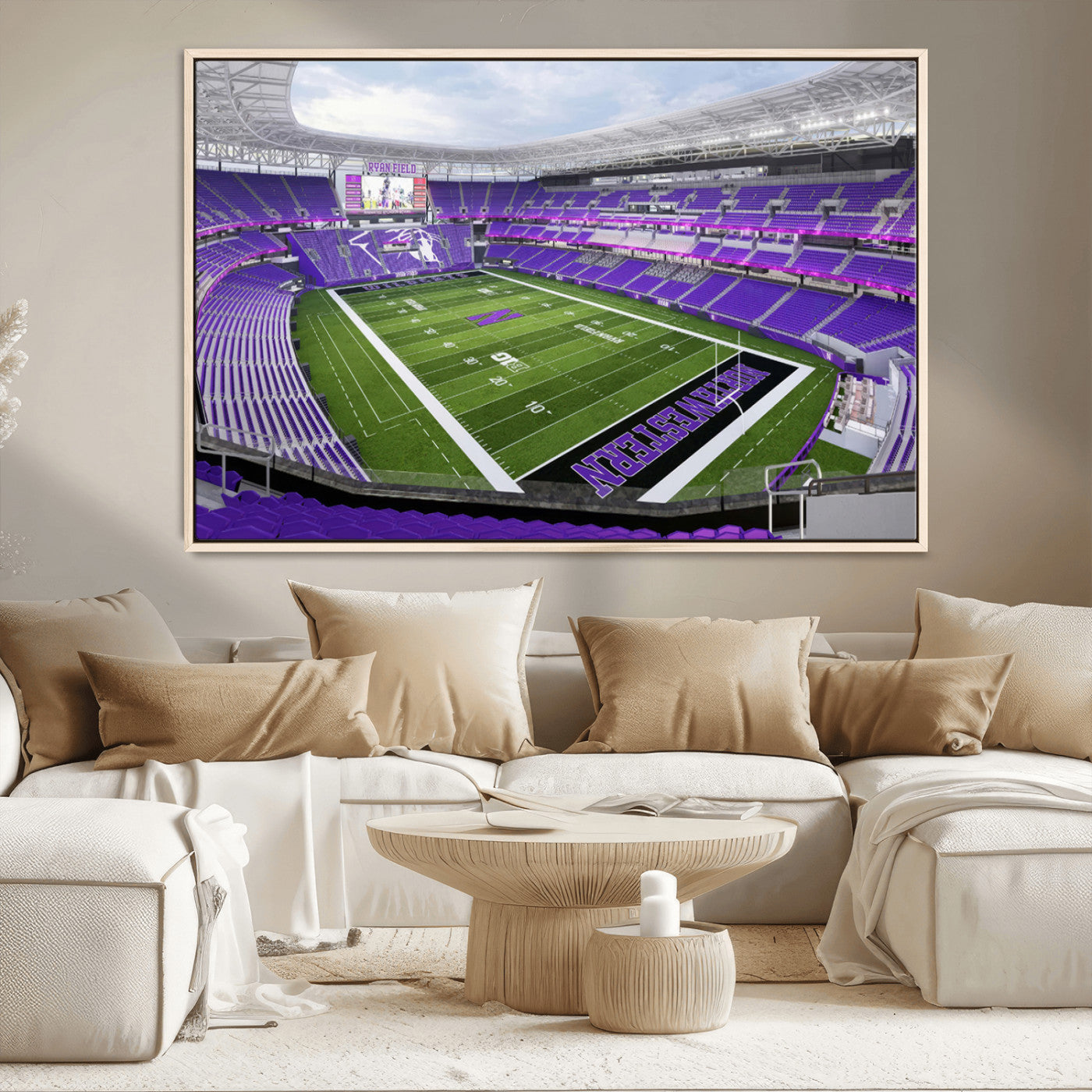 MGV-FC-36X24 - Northwestern University Wildcats Football Team Print - Evanston Ryan Field Wall Art Canvas Print