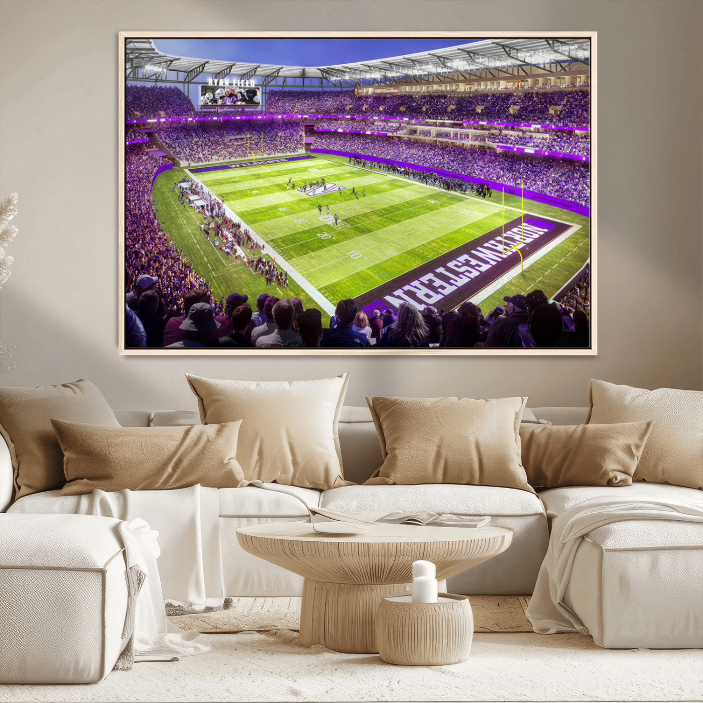 MGV-FC-36X24 - Northwestern University Wildcats Football Team Print - Evanston Ryan Field Wall Art Canvas Print