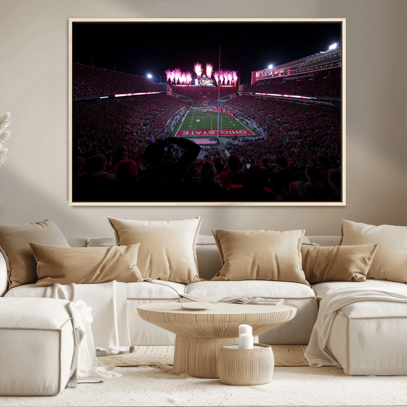 MGV-FC-36X24 - Ohio State University Buckeyes Football Team Print - Columbus Ohio Stadium Wall Art Canvas Print