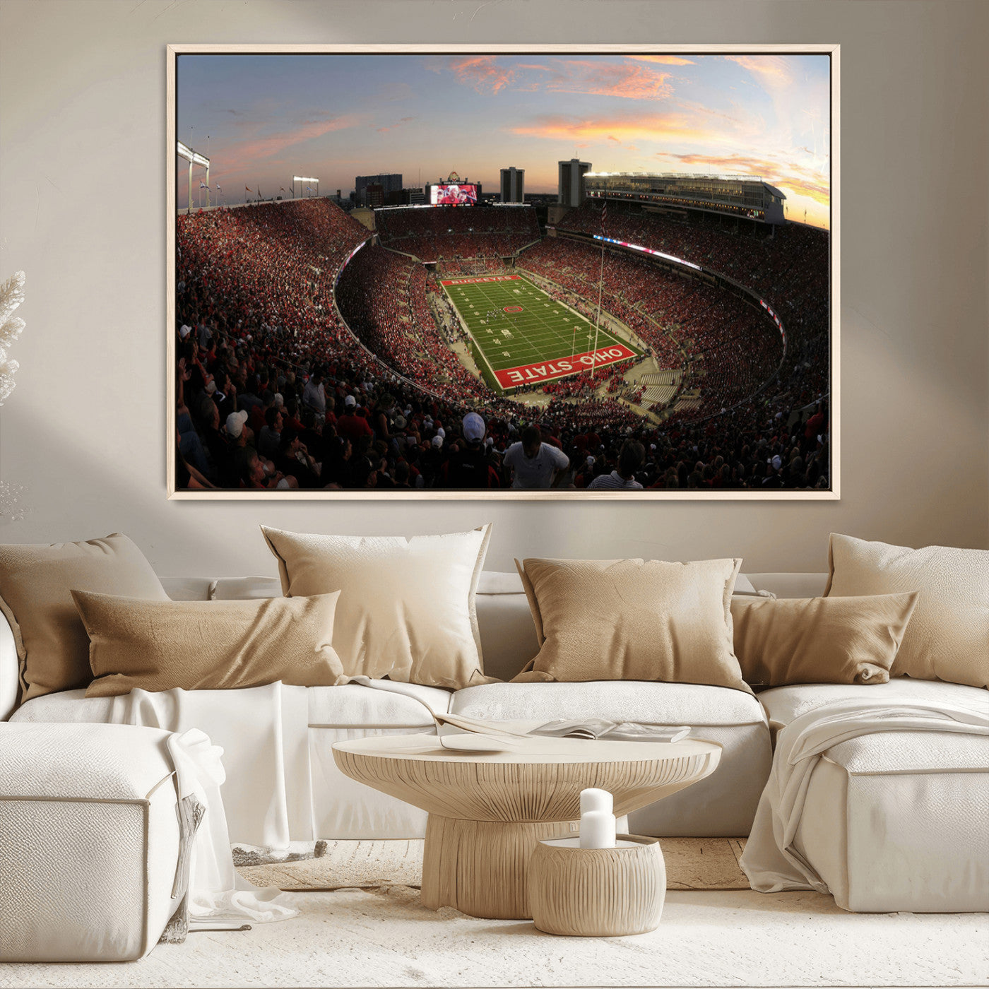 MGV-FC-36X24 - Ohio State University Buckeyes Football Team Print - Columbus Ohio Stadium Wall Art Canvas Print