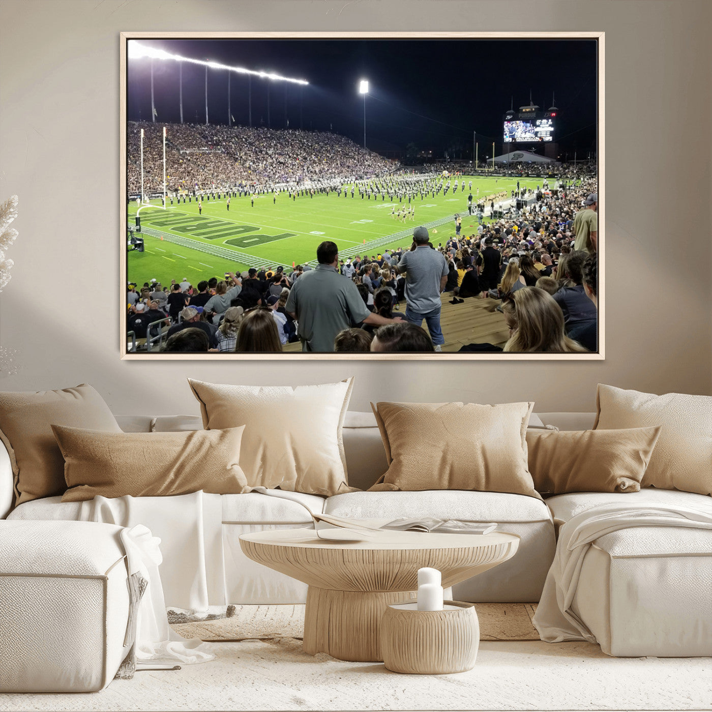 MGV-FC-36X24 - Purdue University Boilermakers Football Team Print - West Lafayette Ross-Ade Stadium Wall Art Canvas